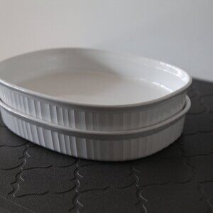 Vintage Corningware French White Oval Casserole Dish Set of Two